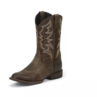 Justin Mens Stampede Round Toe Brown Boots
