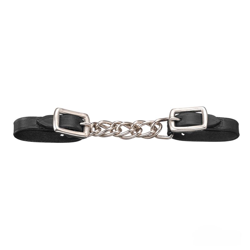 Tough1 Mini Leather Flat Chain Curb Strap Black