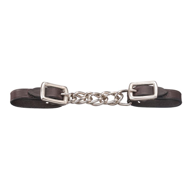 Tough1 Mini Leather Flat Chain Curb Strap Dk Oil