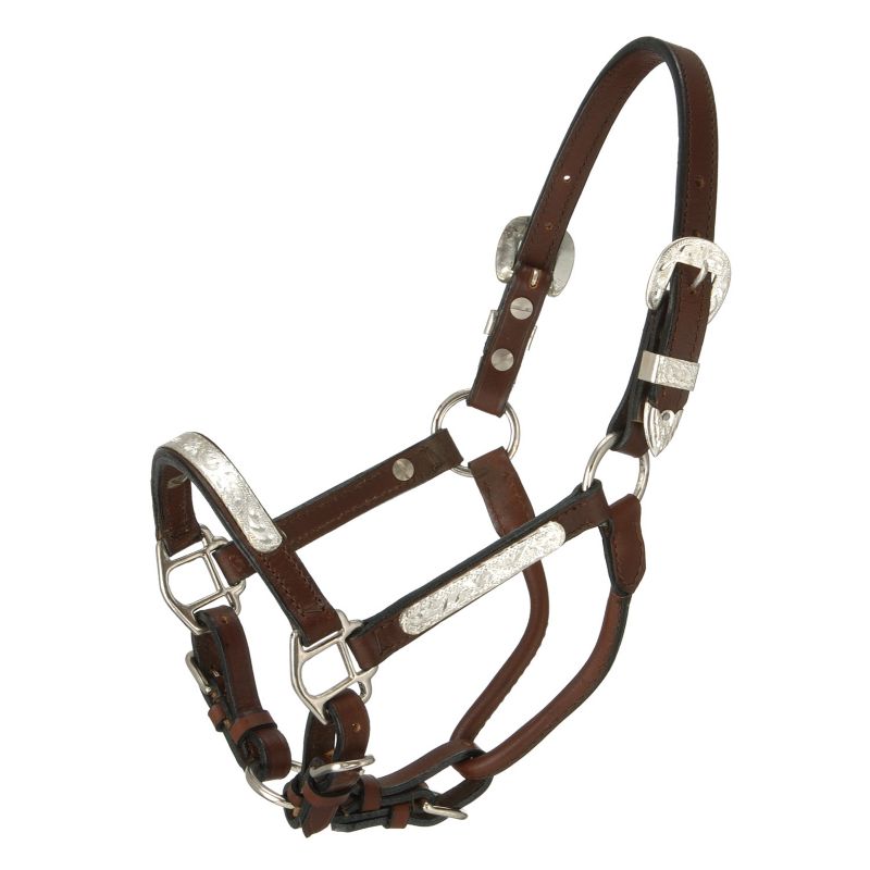 Tough 1 Royal King Braided Leather Halter, Brown, Horse