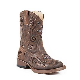 Roper Infant Faith Sq Toe Brown w/Crystal Boots