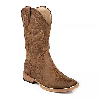 Roper Youth Scout Sq Toe Distressed Tan Boots