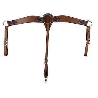 Western Brown Leather 2.5" Wide Plain Roping Shaped Breast Collar 