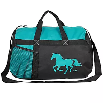 Cheetah & Serape' Utility Bag w/Bucking Horse & Rider ~blue trim