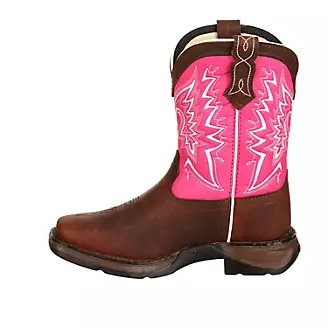 Lil Rebel Durango Kids Square Toe Pink Boots