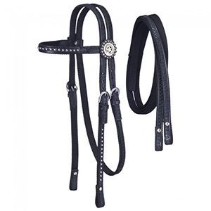 Tough1 Eclipse Nylon Browband Headstall Dots Blk