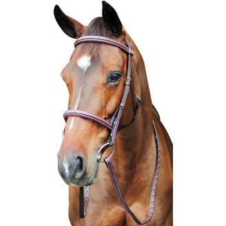 Henri de Rivel Fancy Raised Snaffle Bridle Color:Havana Size:Pony 