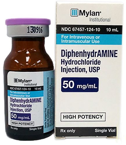 Diphenhyrdramine 50mg Injection 10ml Vial