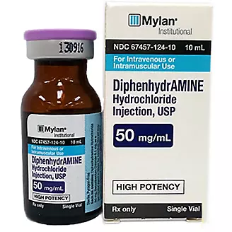 Diphenhyrdramine 50mg Injection 10ml Vial
