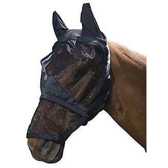 Tough 1 Black Deluxe Comfort Mesh Fly Mask w// String Nose Horse Size Horse Tack