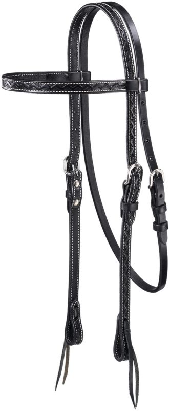Tough1 Zig Zag Tooled Cowhide Brow Headstall
