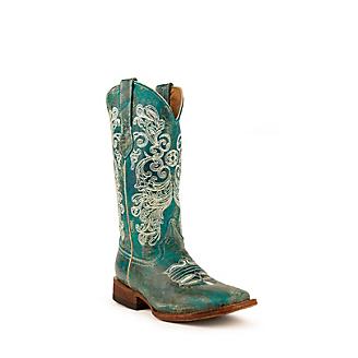 Ferrini Ladies Southern Charm Sq Turquoise Boots