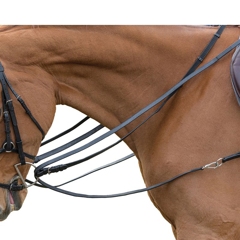 50031BLKONESZ Shires Avignon Leather Draw Reins Black sku 50031BLKONESZ