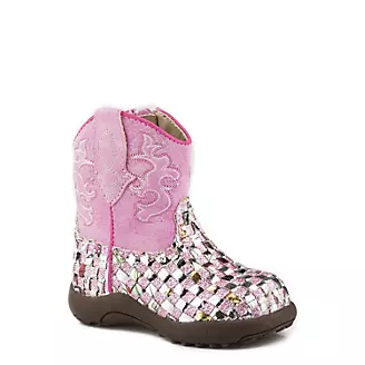 Roper Cowbabies Western Braid Pink Boots