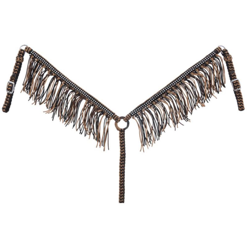 Tough 1 Mini Aztec Breast Collar For Horses - Hand-Woven Turquoise Design, Stainless Steel Hardware