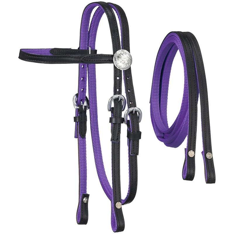 King Series Nylon Mini Browband Bridle Leather Pur