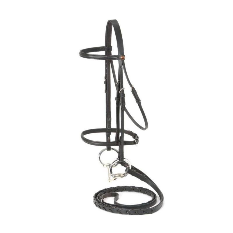 EquiRoyal Raised Snaffle Bridle Black