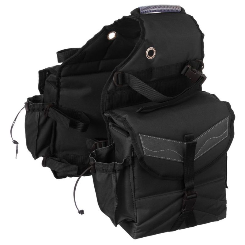 Tough1 Insulated Saddle Bag with Pockets Black