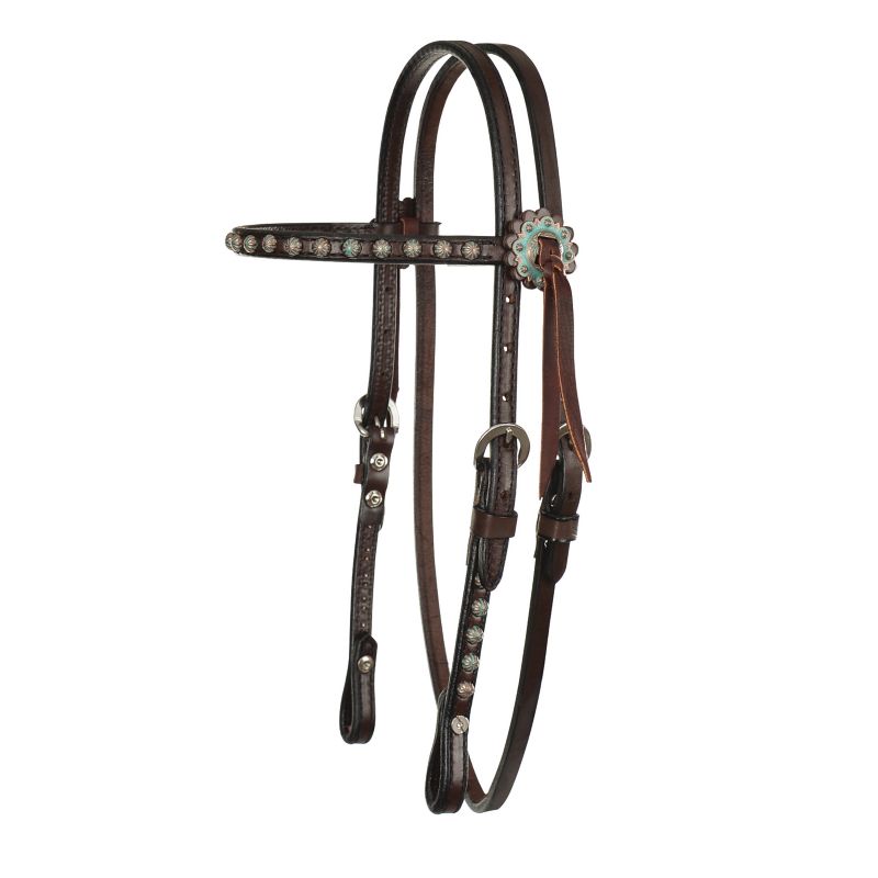 0252-710C Circle Y Copper Patina Spots Browband Headstall sku 0252-710C