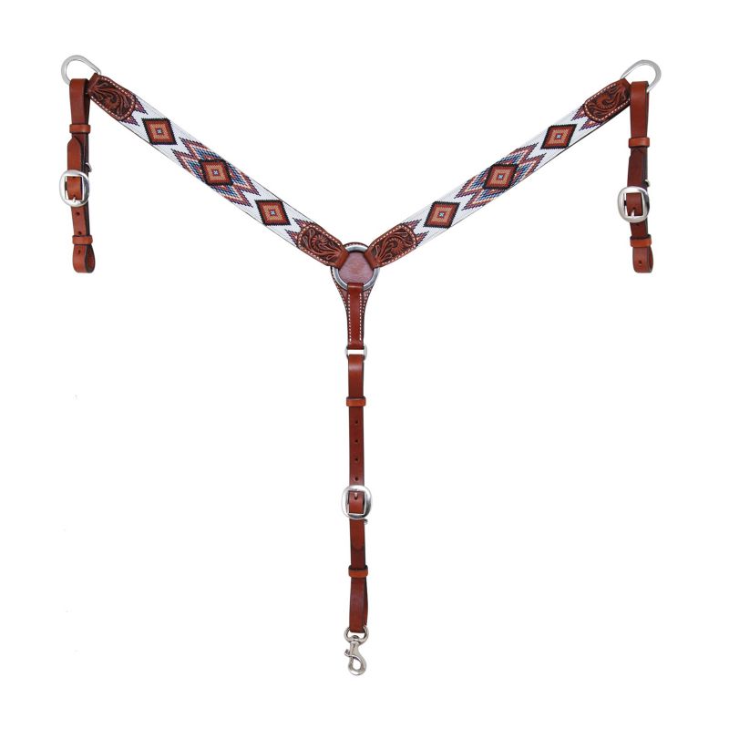 Circle Y Infinity Bead Breast Collar Brown/White