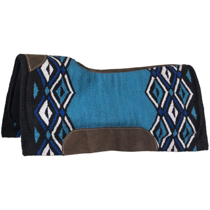 31-9055-438-0 Tough1 Pachanga Contour Wool Saddle Pad Black/Teal sku 31-9055-438-0