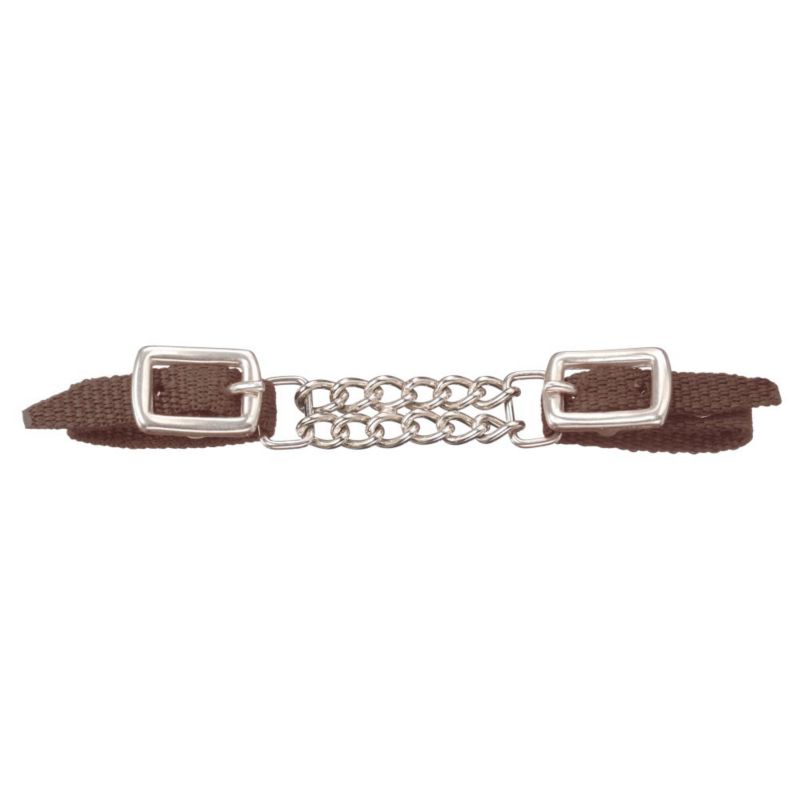 Tough1 Mini Nylon Curb Strap with Dbl Chain Brown