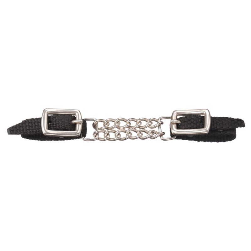 Tough1 Mini Nylon Curb Strap with Dbl Chain Black
