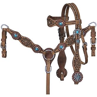 Details about   western head stall  brest color & back chinch 3 sets in one package 