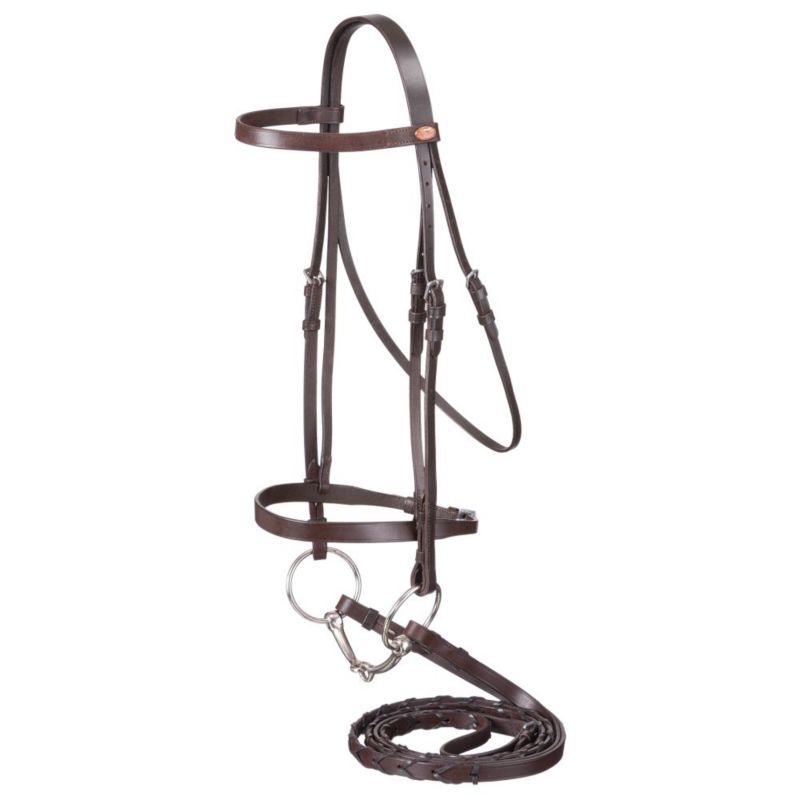 Silver Fox Laced Rein Snaffle Bridle Full Brown