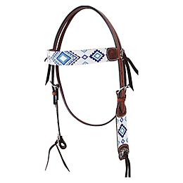 SUNSPOTS--NEW WITH TAGS CIRCLE Y FLARED BROW HEADSTALL-TURQUOISE & BLACK BEADS 