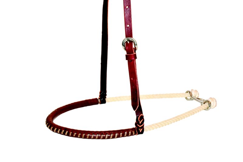 Cowboy Tack 3 4in Rope Noseband W Leather Cover Horse Com