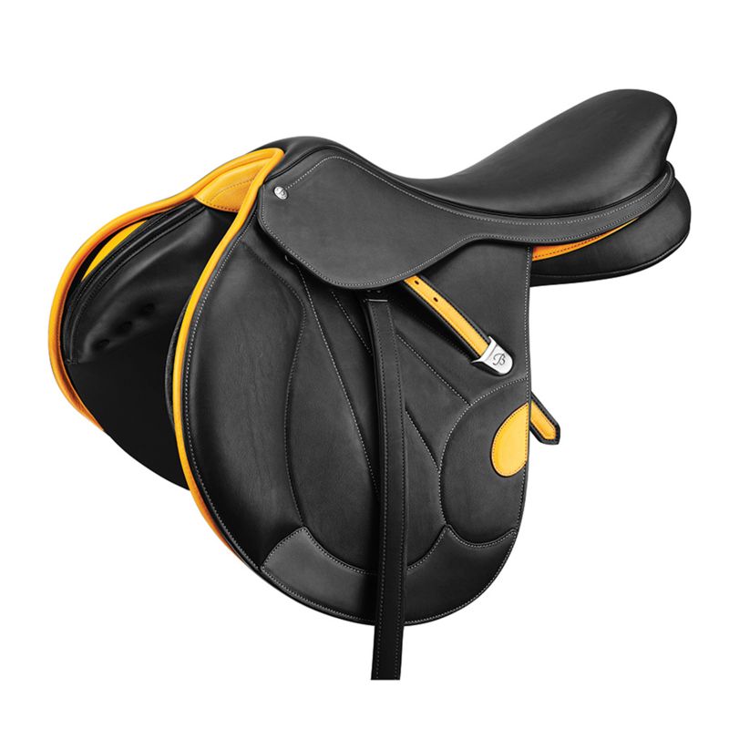 BVCXXXXXXXYBL42 Bates Victrix Black CAIR Jump Saddle 16.5 Yellow sku BVCXXXXXXXYBL42