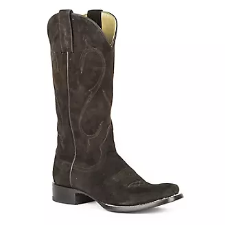 Stetson Ladies Narrow Brn Rough Out Boots