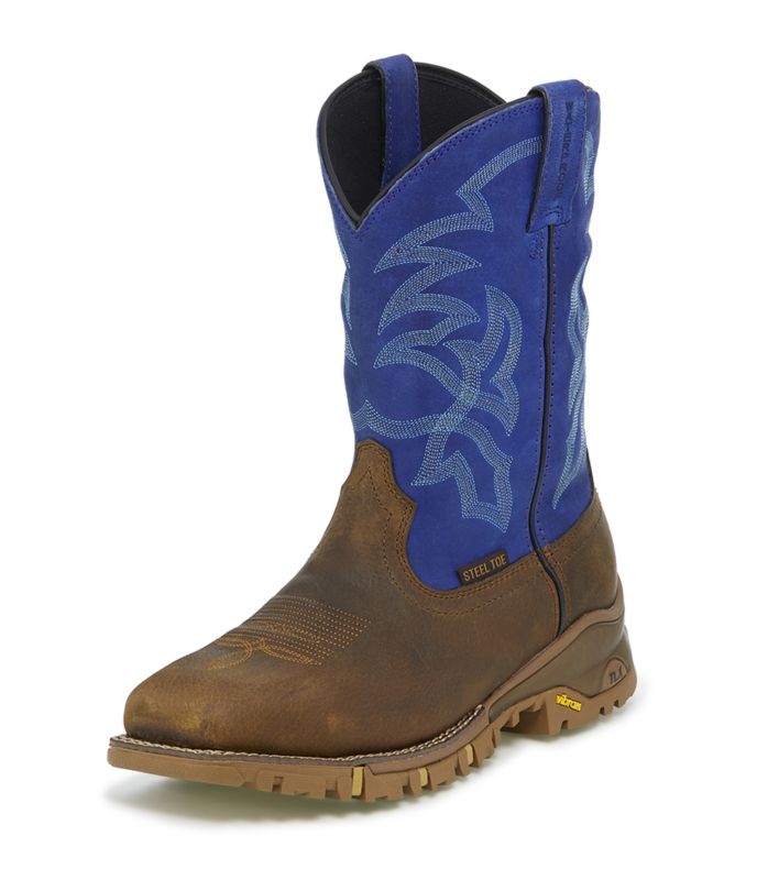 Tony Lama Mens WP Steel Rousta Blue Boots 8 2E -  JUSTIN BRANDS INC, TW5010 8EE