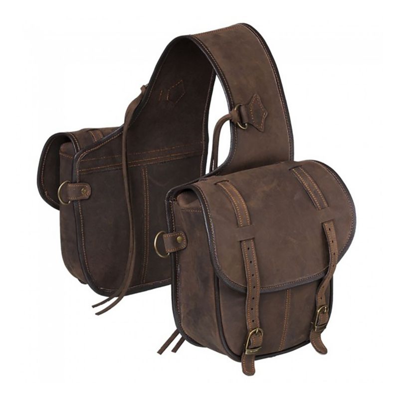 Tough1 Soft Leather Saddle Bag Brown