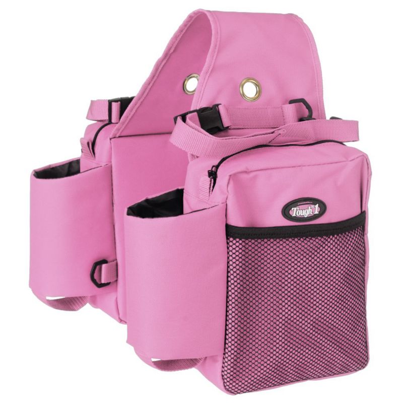 Tough1 Nylon Saddle Bag w/Bottle Holders Pink