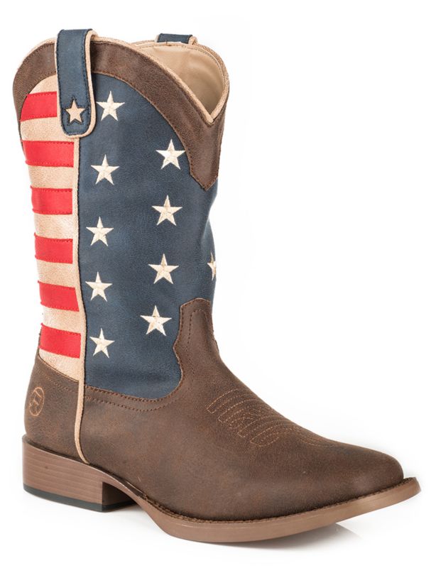 square toe american flag boots