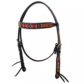 Oxbow Santa Fe Beaded Tooled Browband Headstall