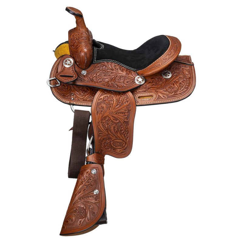 MT-10FLORAL-33-0 Ozark Mini 10in Floral Tooled Saddle Med Oil sku MT-10FLORAL-33-0