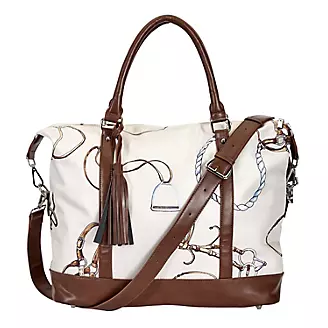 Lila Equestrian Pattern Travel Bag with Tassel