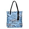 Lila Blue Toile Pattern Tote Bag with Tassel