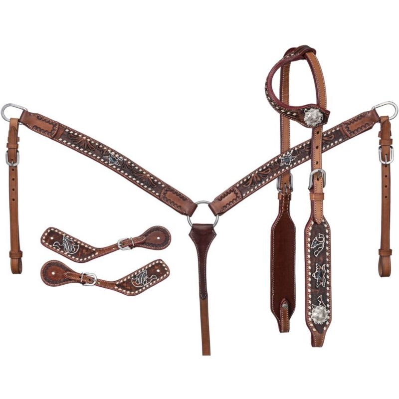 Tough1 Floral Tooled 3-Piece Tack Set