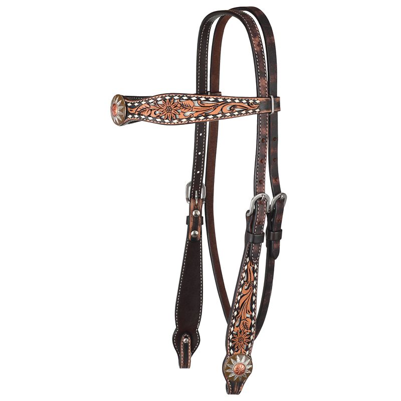 1007-12-SC Circle Y White Daisy Filigree Browband Headstall sku 1007-12-SC