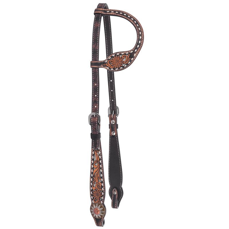 1007-17-SC Circle Y White Daisy Filigree One Ear Headstall sku 1007-17-SC