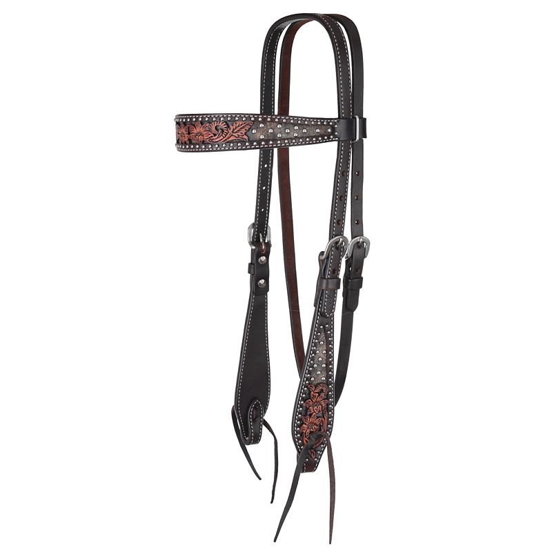 1008-12-SC Circle Y Dark Flash AZ Flower Browband Headstall sku 1008-12-SC