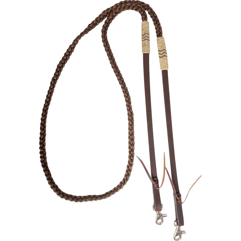 Cashel Braided Rawhide Buttons Roping Rein Brown