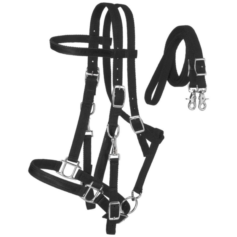 Tough1 Nylon Halter Bridle Black