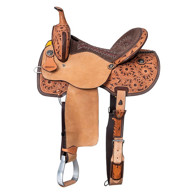 Tough1 Royal King Hawley Barrel Saddle 14in Tan Oi