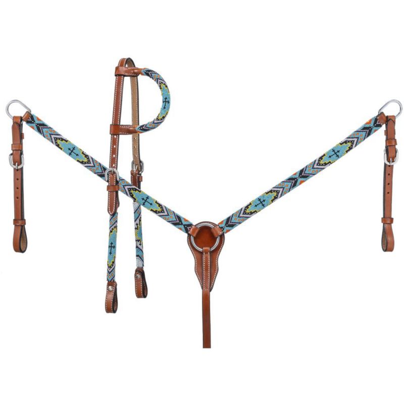 Tough1 Turquoise Beaded Cross Tack Set