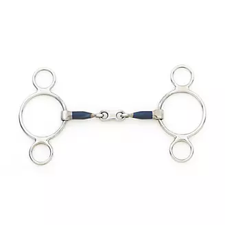 Blue Steel French Link 2-Ring Gag Bit